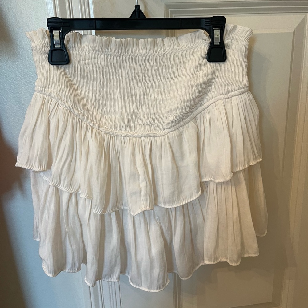 White Mini Ruffle Skirt